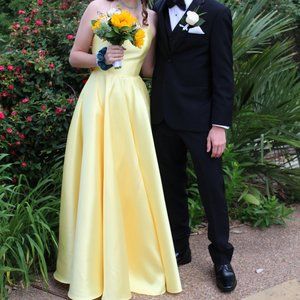 Yellow prom dress -  Alyce for Terry Costa